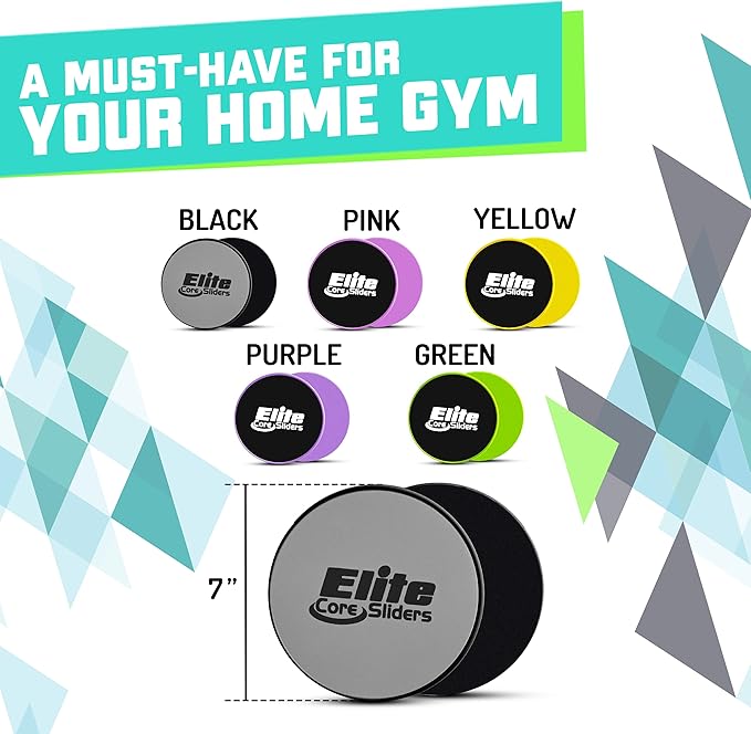 Elite Sportz Core Sliders for Working Out - Pack of 2 Compact, Dual Sided Gliding Discs for Full Body Workout on Carpet or Hardwood Floor - Fitness & Home Exercise Equipment - Small Gift for Athletes
