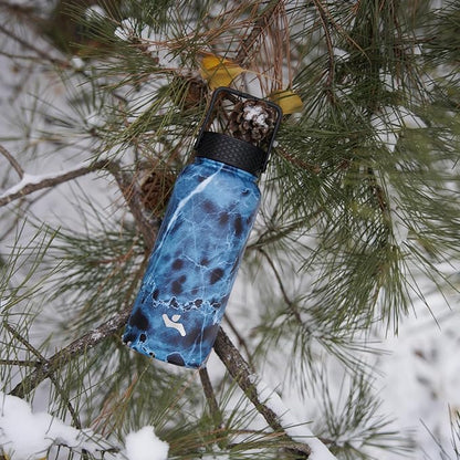 18 oz Insulated Water Bottle Stainless Steel Sport Bottles with 3 Lids,Navy Blue