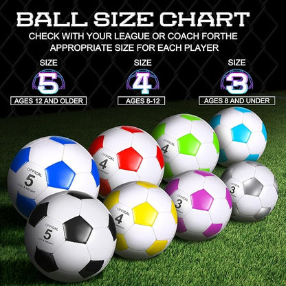 HyDren 8 Pcs Soccer Balls Bulk with Pump Deflated Official Size Sport Soccer Ball for Kid Adult Game Match Indoor Outdoor Gift for School Sports Game Birthday Party Gift Back to School