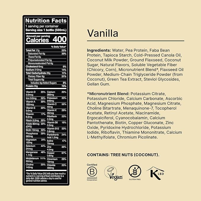 Huel Black Edition Ready-to-Drink | Vanilla Meal Replacement Shake | 35g High Protein Drink | 27 Vitamins & Minerals, Vegan, Gluten Free | Plant Based | High Fiber, Low Sugar | 16.9 Fl Oz, 12 Pack