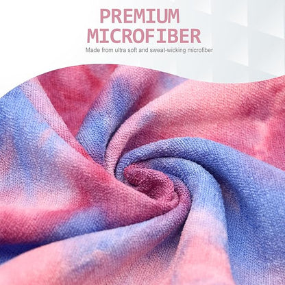 Eunzel Yoga Towel,Hot Yoga Mat Towel with Grip Dots Sweat Absorbent Non-Slip for Hot Yoga, Pilates and Workout 24" x72", Red & Blue