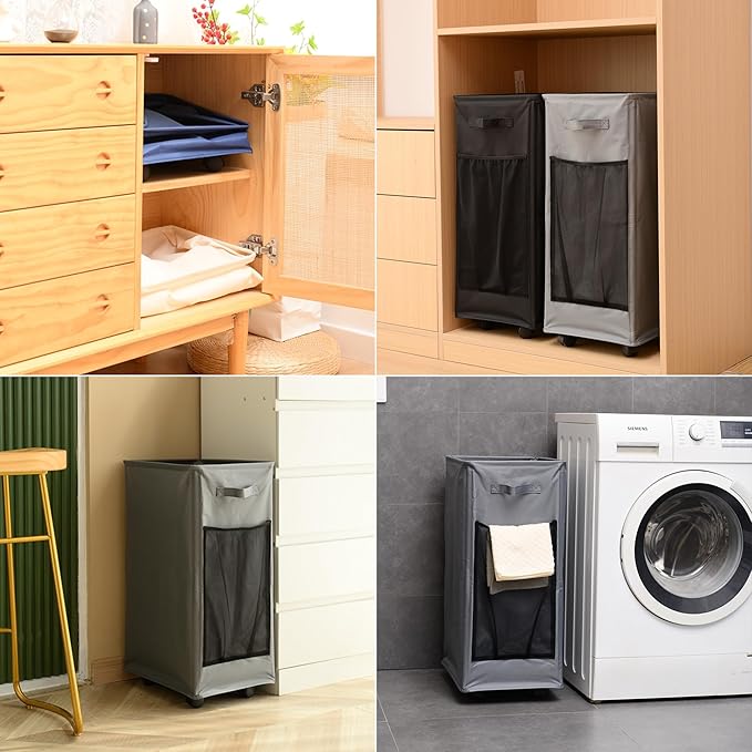 Yoga Mat Storage Racks, Home Gym Storage Rack with Wheels, Yoga Mat Holder Side 2 Mesh Pockets, Yoga Storage Basket Holds 4 Yoga Mats, 2 Foam Rollers, 6 Resistance Bands