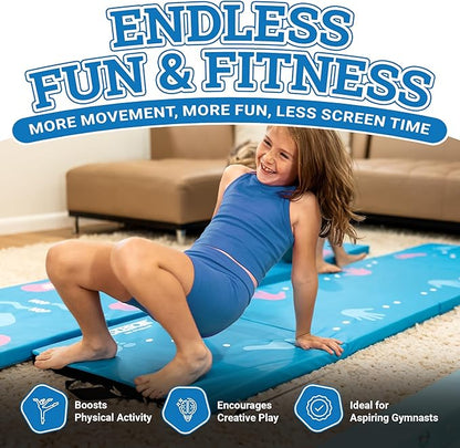 Gibson Athletic Engage Gymnastics Games, At Home Gymnastics Gym Equipment For Aspiring Gymnasts, Folding Tumbling Mat With Carry Handles, Folding Balance Beam, Spinning Wheel, Kids Exercise, Multiple Set-Up Options