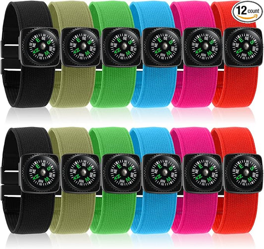 12 Pcs Wrist Compass Bracelet Compass Military Compass 6 Color