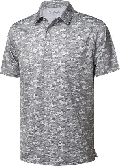 Golf Shirts for Men - Moisture Wicking Short Sleeve Performance Sport Casual Striped Collared Mens Polo Shirt