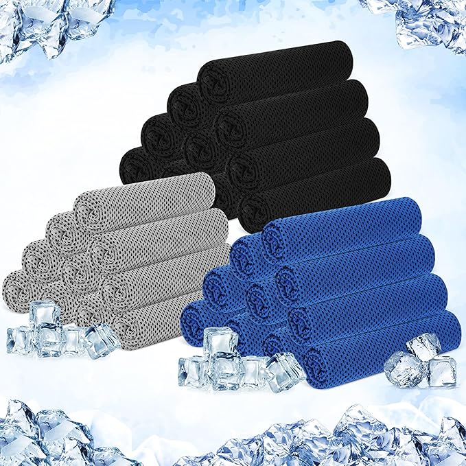Hosuly 30 Pack Cooling Towels, 40"x12" Ice Breathable Soft Chilly Sweat Rag Microfiber Workout Rags for Gym Cooling Towels for Neck and Face for Yoga Golf Sport Running