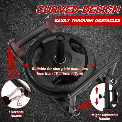 GADFISH Medium-Sized Weight Sled, Adjustable Height Workout Fitness Sled for Speed Training, Push and Pull Sleds for Exercise, Suitable for 1" & 2" Weight Plate, Applicable to Multiple Scenarios