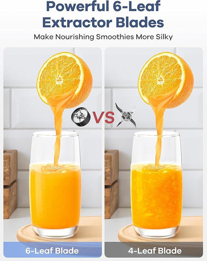 Ganiza Smoothie Blender, 900W Blenders for Shakes and Smoothies, 15-Piece Personal Blender and Grinder Combo for Kitchen, Smoothies Maker with 4 BPA-Free Portable Cup, Nutritious Recipe