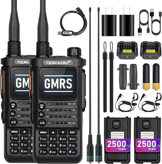 (2nd Gen) TIDRADIO TD-H8 GMRS Radio 2-Way Radio 2500mAh Battery TD-771 Antenna,DTMF,VOX,NOAA (2Pack)