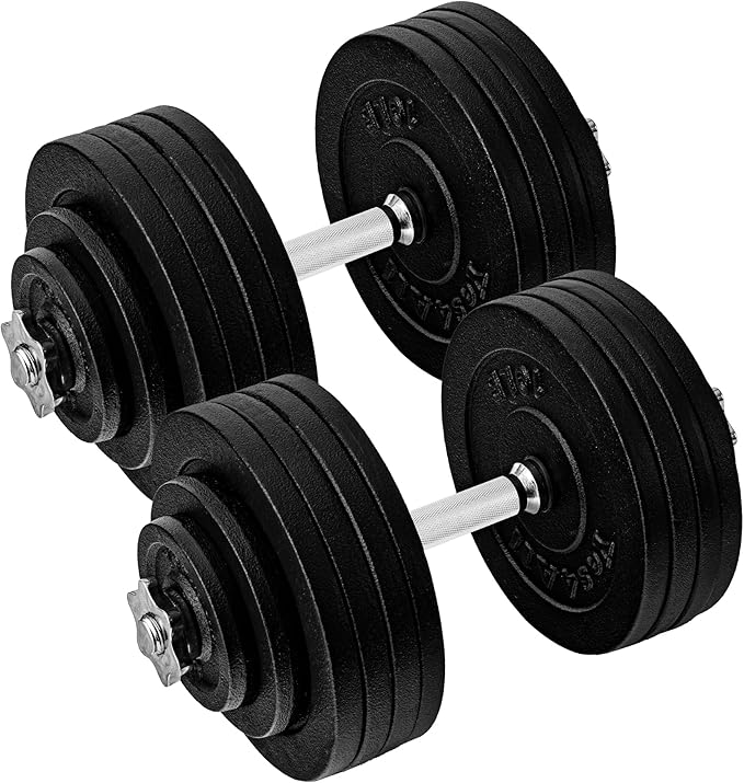 Yes4All Old School Adjustable Dumbbell Set with Weight Plates, Star Lock Collars/Connector, 40lbs to 200lbs Adjustable Weight Plates Set