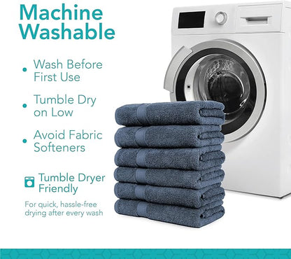 Pleasant Home Bath Towels Set of 6 (24” x 50”) 100% Cotton, 515 GSM | Lightweight, Soft & Absorbent Luxury Towels for Bathroom | for Gym, Pool & Spa | 6 Pack, Navy