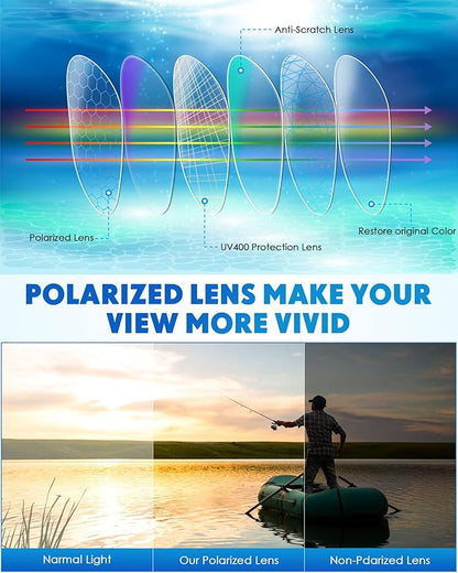 Frienda 6 Pack Polarized Sport Sunglasses for Men Multipack Fit over Glasses Pack Lot Set Men's Sport Fishing Eyeglasses