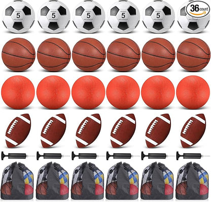 HyDren Sports Balls Set for Teen Adult, Include Official Size Basketball Soccer Ball Football Playground Ball with Pump and Equipment Carry Bag Sports Gift Back to School