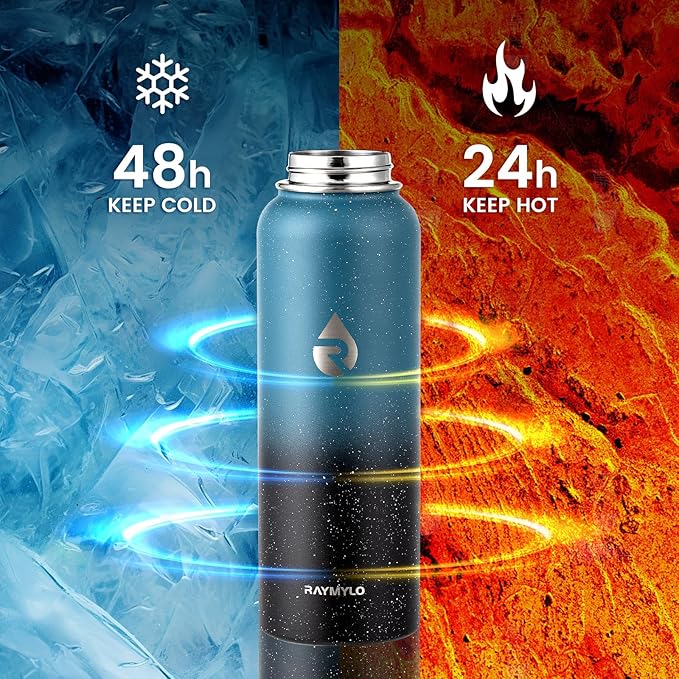40oz Insulated Water Bottle, Triple Wall Vacuum Stainless Steel Water Bottles - Keeps Cold 48H, Reusable Metal water flask Jug for Gym, Sports, Camping, Hiking,Travel, Midnight Blue Speckle