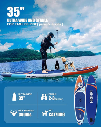 Highpi Inflatable Stand Up Paddle Board for Youth and Adults – Wide Sup with Premium Accessories, Blow Up Paddleboard for Surfing, Fishing, Yoga & More
