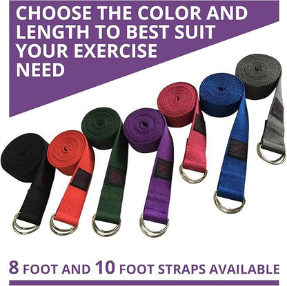 Clever Yoga - 8 ft Yoga Strap for Exercise & Physical Therapy, Leg Stretching Strap Yoga Accessories & Stretching Equipment, Leg Stretcher for Women & Men, Home Workout Essentials