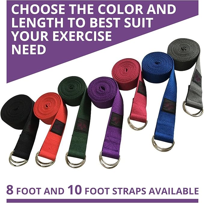 Clever Yoga - 8 ft Yoga Strap for Exercise & Physical Therapy, Leg Stretching Strap Yoga Accessories & Stretching Equipment, Leg Stretcher for Women & Men, Home Workout Essentials