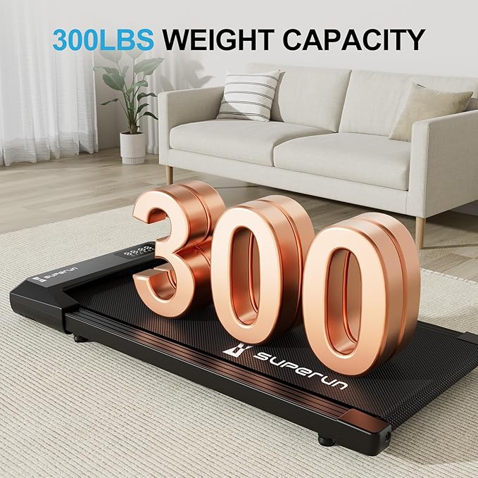 SupeRun Walking Pad, Under Desk Treadmill, 3 in 1 Portable Treadmill with Remote Control LED Display, 2.5 HP Quiet Walking Jogging Machine for Office Home Use, 300 Lbs Capacity