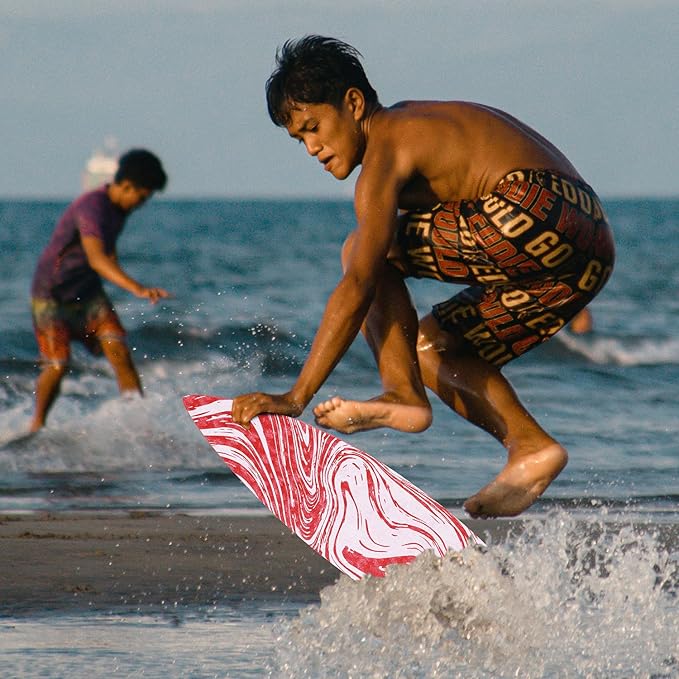 36” Skipper Skimboard with High Gloss Coat Wooden Skim Boards for Beginners, Teenagers and Adults Beach Skimboard 3 Color Traction Pad to Choose