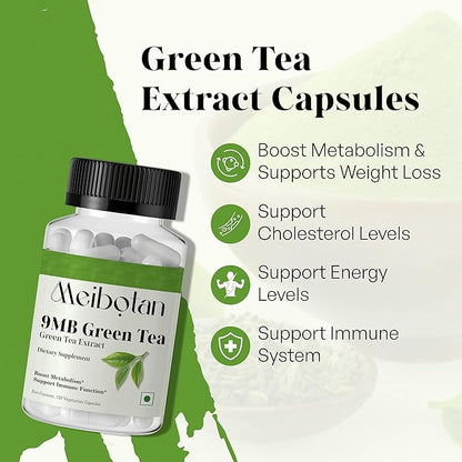 Green Tea Extract Capsules 500mg Standardized EGCG - 3X Strength for Natural Energy - Heart Support with Polyphenols - 120 Veggies Capsules