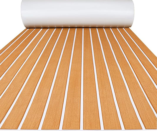 FOCEAN Boat Flooring EVA Foam Boat Decking Faux Teak Marine Flooring Boat Mat Boat Carpet Sheet for Motorboat RV Yacht Kayak Surfboard, 94.5"x 47.2"/35.4"/23.6"/15.7"