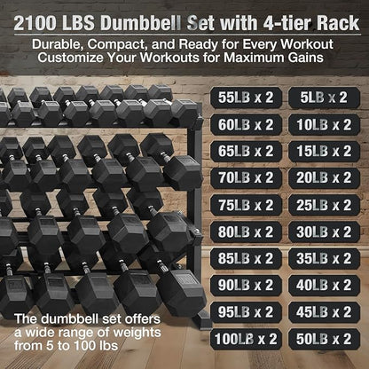 550 lbs 1200lbs 2100 lbs Dumbbells Weight Set, Hex Dumbbell Sets, Gyms Weights Dumbbells Sets, Weight Set for Home Gym, Strength Training, Fitness Center Equipment