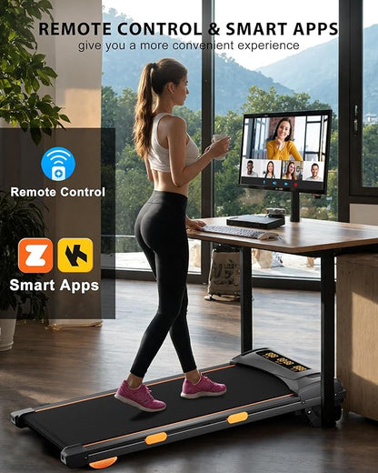 340lb Capacity Walking Pad Treadmill with 12% Incline, Big LED Display Under Desk Treadmill Support Full Manual/3-Preset Countdown/App Mode, Portable Treadmills for Small Spaces