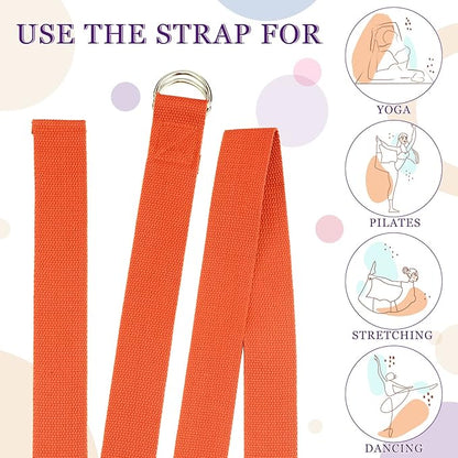 Leyndo 24 Pieces Yoga Strap Stretching Pilates Exercise Adjustable Straps 6 ft Non Elastic Yoga Belt with Adjustable D Ring Buckle for Pilates Gym Workouts Fitness