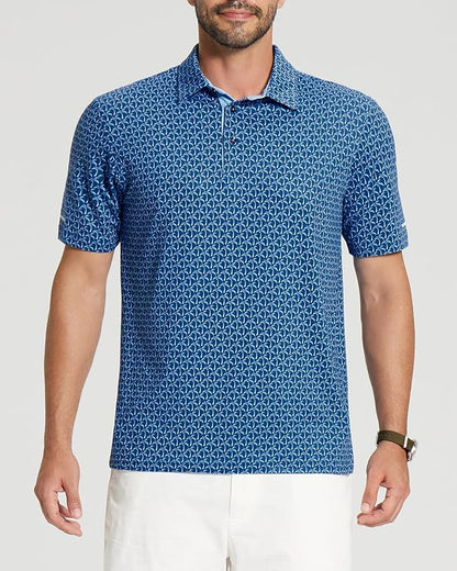 Golf Shirts for Men - Moisture Wicking Short Sleeve Performance Sport Casual Striped Collared Mens Polo Shirt