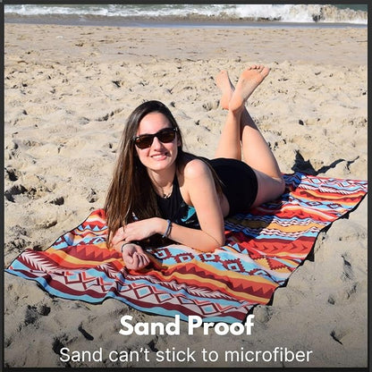 ECCOSOPHY Microfiber Beach Towel - Sand Free Towels are Quick Dry, Light Weight, Super Absorbent - Perfect Pool, Travel, Cruise, Camping Essentials - Oversized Extra Large for Adults 71x35 in