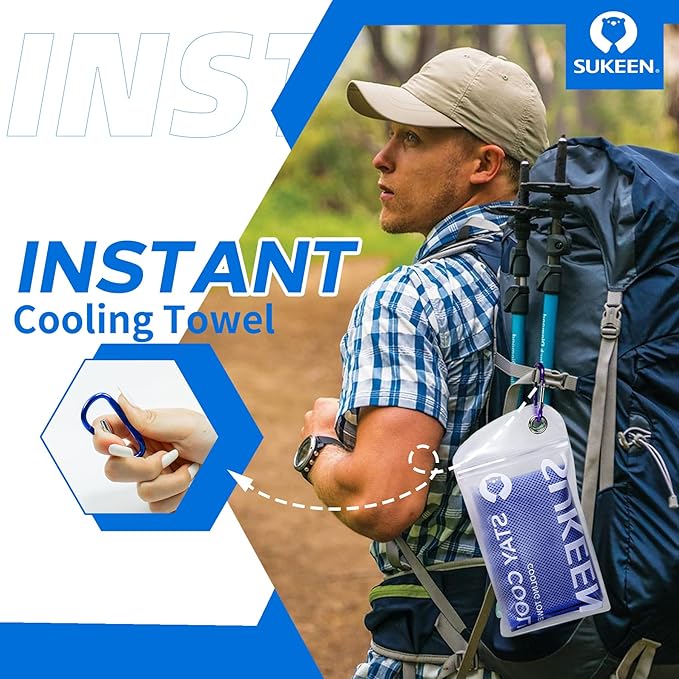 Sukeen Cooling Towel,Instant Evaporative Cooling for Sports,Yoga,Golf,Gym,Neck,Workout and More(40”x 12”)