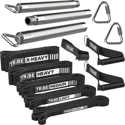 Long Resistance Bands for Working Out Men and Women - Set of 5 Pull-Up Bands, Rubber Handles and Door Anchor - Workout Bands Resistance for Men - Exercise Bands Resistance Bands Set