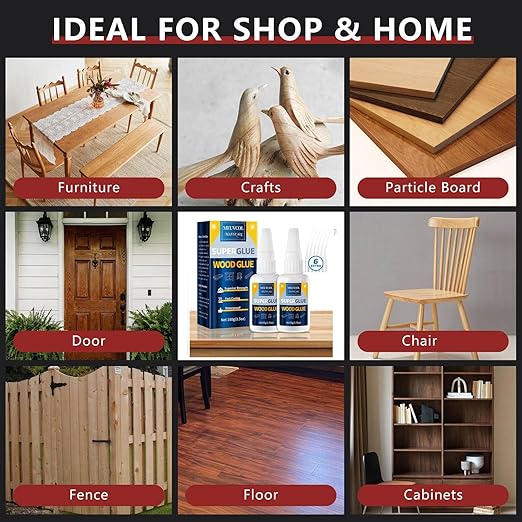 Extra Strong Wood Glue - 100g Fast Drying Super Glue for Heavy Duty Furniture & Garden, Clear, DIY & Crafts