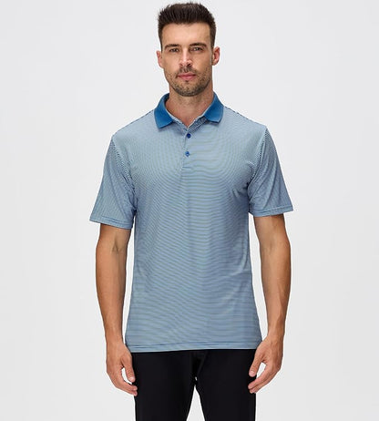 Esabel.C Jacquard Golf Shirts for Men Moisture Wicking Short Sleeve Performance Dry Fit Active Mens Polo Shirts