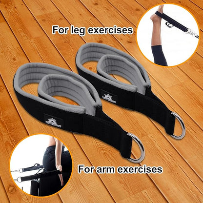 1 Pair Enhanced Pilates Double Loop Straps for Reformer, Thickened D-Ring Handle Straps, Yoga Exercise Accessories in 2 Lengths and Multicolor for Home Gym Workout