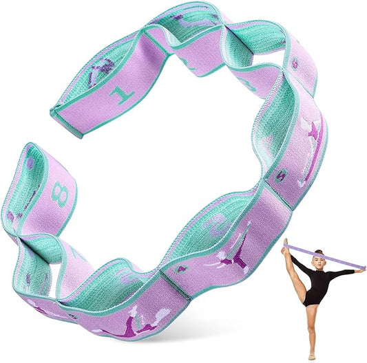 Stretch Strap for Kids Elastic Gymnastics Stretching Ballet Dance Band with 8 Loops Adjustable Exercise Training Resistance Strap for Children Stuff Pilates Latin Yoga Equipment