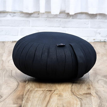 Leewadee Meditation Cushion Set – 1 Round Zafu Meditation Pillow and 1 Square Roll-Up Zabuton Meditation Mat, Pillows Bundle Filled with Kapok