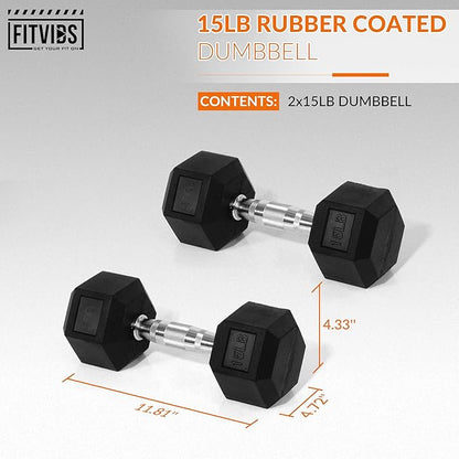Rubber Encased Hex Dumbbell, Hand Weights with Anti-Slip Cast Iron Grip for Exercise & Fitness, Weights Dumbbells Set of 2 for Strength Training, 5-50 LBS Pair
