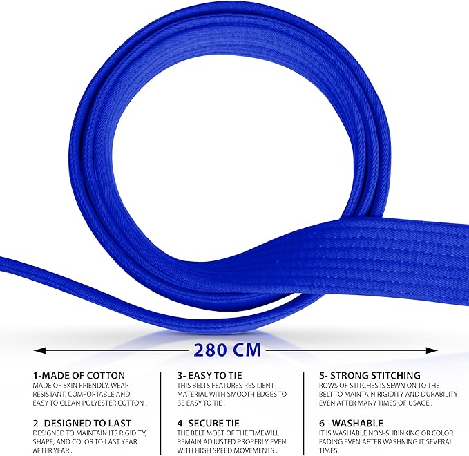 DXM SPORTS BJJ Jiu Jitsu Belt - Taekwondo Karate Belt - Martial Arts Uniform Ranking Judo Belt Double Stitched for Kids Adult