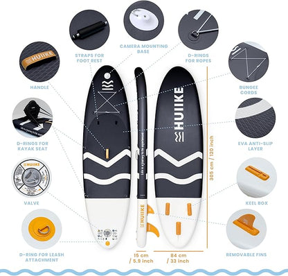 Inflatable Paddle Board for Adults with Accessories Included, Oar, Fins, Pump. Stand Up Paddleboard Great Stability and Resistance. 10’ x 33" x 5.9", Maximum Load 286 lb