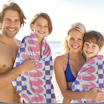 JML Personalized Beach Towel with Name, Custom Flower Beach Towel, Customized Microfiber Pool Towel, Quick Dry & Absorbent Swim Towel for Adult,Anniversary, Birthday, Summer Holiday,Vacation