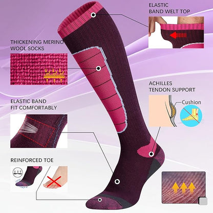 Hylaea Merino Wool Ski Socks, Cold Weather Socks for Snowboarding, Snow, Winter, Thermal Knee-high Warm Socks, Hunting