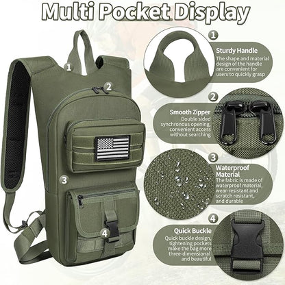 Hydration Backpack, Tactical Molle Water with 2L TPU Water Bladder, for Men Women Lightweight Water Backpack, Hydration Pack for Hiking, Biking, Climbing and Hunting