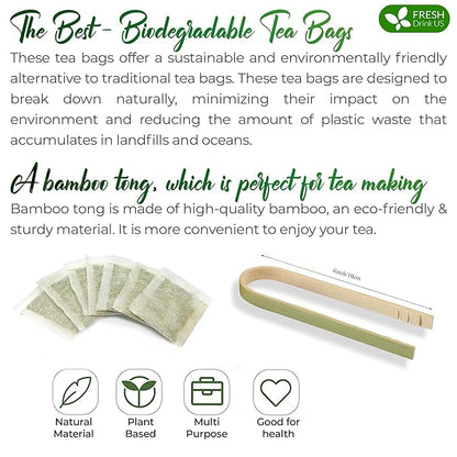 FreshDrinkUS, Premium 210 Green Tea Bags, 100% Natural & Pure from Green Tea. Green Herbal Tea. Made with Natural Material Tea Bags. No Sugar, No Gluten, Vegan.
