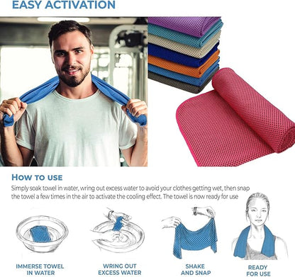 4 Packs Cooling Towel (40 x 12), Ice Towel, Microfiber, Soft Breathable Chilly Towel Stay Cool for Yoga, Workout, Sport, Gym, Camping, Fitness, Running, Workout & More Activities - Multicolor