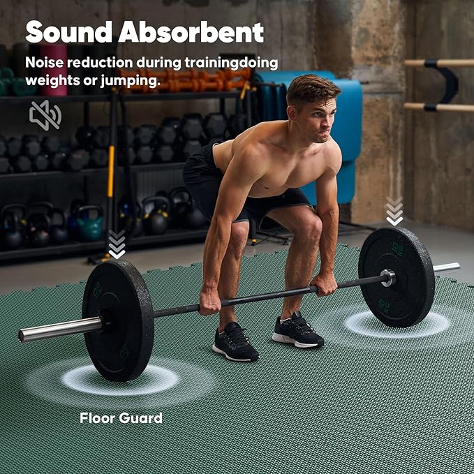 Home Gym Mat, Puzzle Exercise Mat, EVA Interlocking Foam Floor Tiles for Home Workout Equipment and Kids' Play Areas - Blue, 24 in x 24 in x ½ in - (Green, 24 Pack(96 SQ FT))