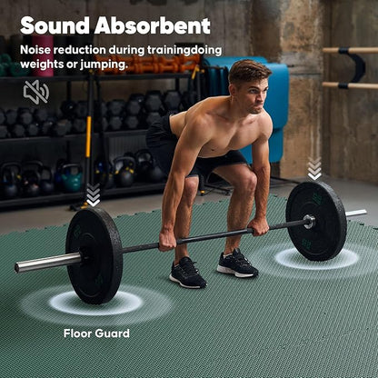 Home Gym Mat, Puzzle Exercise Mat, EVA Interlocking Foam Floor Tiles for Home Workout Equipment and Kids' Play Areas - Blue, 24 in x 24 in x ½ in - (Green, 16 Pack(64 SQ FT))