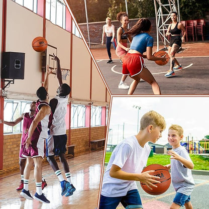 HyDren 12 Pcs Basketballs Bulk with Pump Donation Supplies Size 5/6/7 Deflated Basketball for Outside Sport Operation Machine Stitched Ball