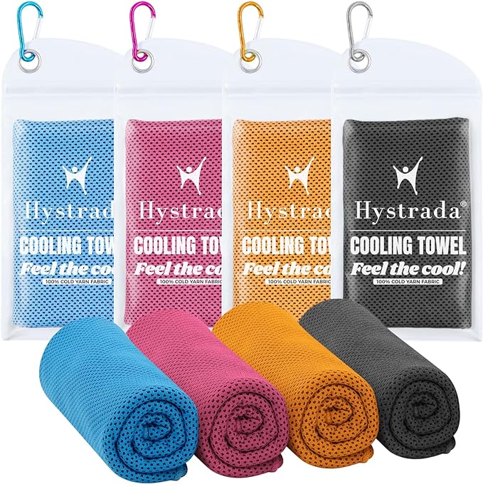 4 Packs Cooling Towel (40 x 12), Ice Towel, Microfiber, Soft Breathable Chilly Towel Stay Cool for Yoga, Workout, Sport, Gym, Camping, Fitness, Running, Workout & More Activities - Multicolor