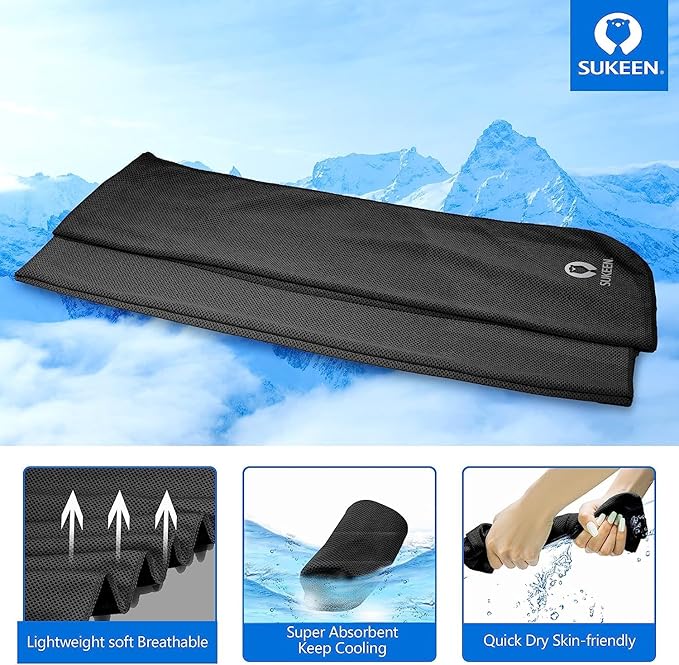 Sukeen 4Pack Cooling Towel (40"x12") for Neck and Face, Soft & Breathable Chilly Sports Towel, Quick-Drying Sweat Absorbing Cooling Neck Wraps with Cooling Tech. for Yoga, Sport, Running, Workout